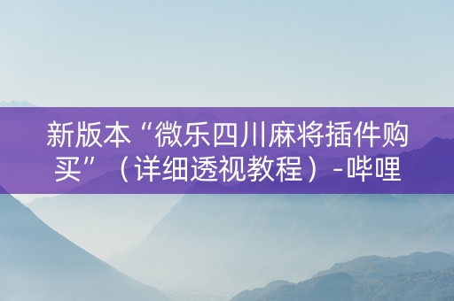 新版本“微乐四川麻将插件购买”（详细透视教程）-哔哩哔哩