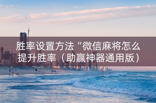 胜率设置方法“微信麻将怎么提升胜率（助赢神器通用版）