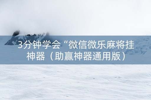 3分钟学会“微信微乐麻将挂神器（助赢神器通用版）