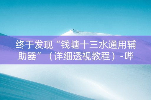 终于发现“钱塘十三水通用辅助器”（详细透视教程）-哔哩哔哩