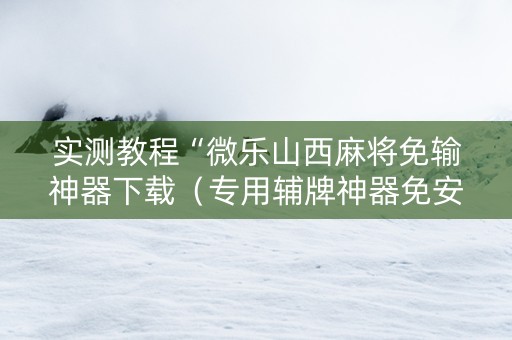 实测教程“微乐山西麻将免输神器下载（专用辅牌神器免安装）
