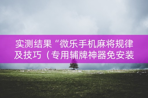 实测结果“微乐手机麻将规律及技巧（专用辅牌神器免安装）