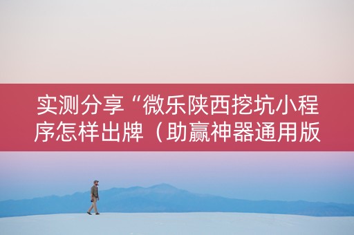 实测分享“微乐陕西挖坑小程序怎样出牌（助赢神器通用版）