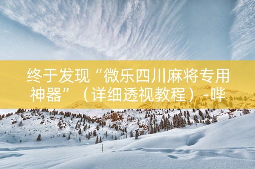 终于发现“微乐四川麻将专用神器”（详细透视教程）-哔哩哔哩
