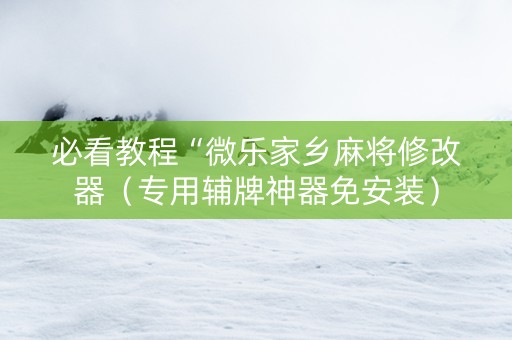 必看教程“微乐家乡麻将修改器（专用辅牌神器免安装）