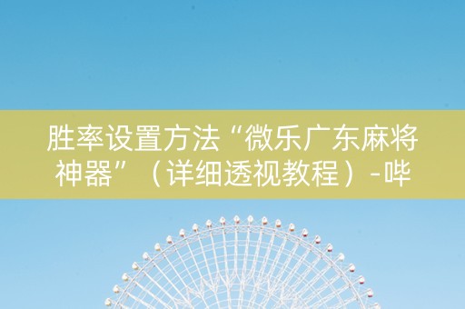 胜率设置方法“微乐广东麻将神器”（详细透视教程）-哔哩哔哩