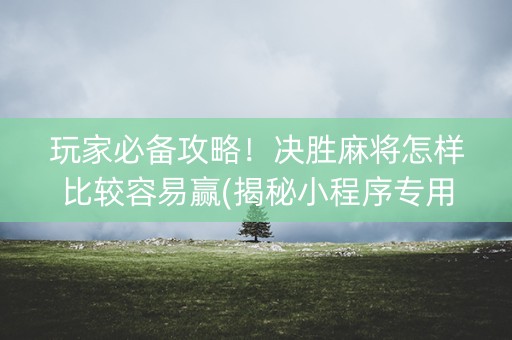 玩家必备攻略！决胜麻将怎样比较容易赢(揭秘小程序专用神器下载)