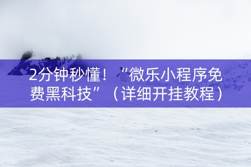 2分钟秒懂！“微乐小程序免费黑科技”（详细开挂教程）-哔哩哔哩