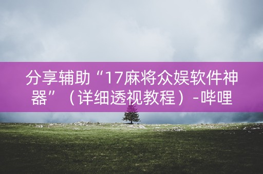 分享辅助“17麻将众娱软件神器”（详细透视教程）-哔哩哔哩