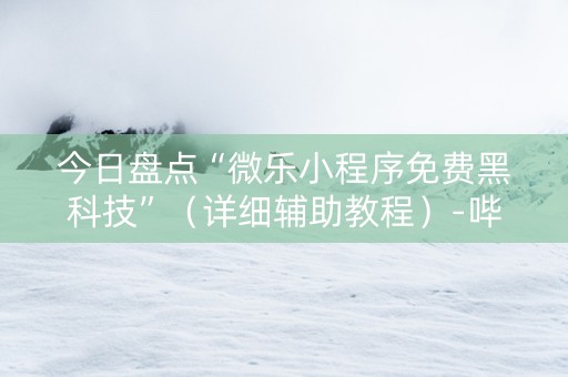今日盘点“微乐小程序免费黑科技”（详细辅助教程）-哔哩哔哩