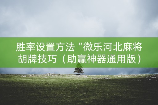 胜率设置方法“微乐河北麻将胡牌技巧（助赢神器通用版）