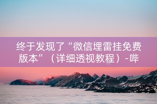 终于发现了“微信埋雷挂免费版本”（详细透视教程）-哔哩哔哩