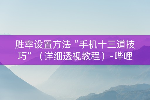 胜率设置方法“手机十三道技巧”（详细透视教程）-哔哩哔哩