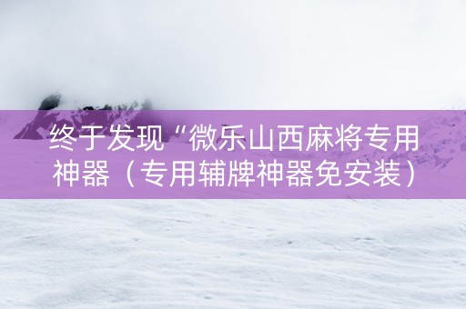 终于发现“微乐山西麻将专用神器（专用辅牌神器免安装）