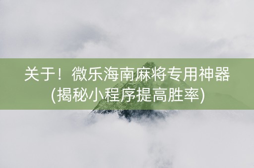 关于！微乐海南麻将专用神器(揭秘小程序提高胜率)