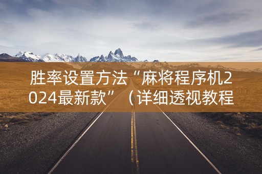 胜率设置方法“麻将程序机2024最新款”（详细透视教程）-哔哩哔哩