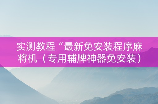 实测教程“最新免安装程序麻将机（专用辅牌神器免安装）