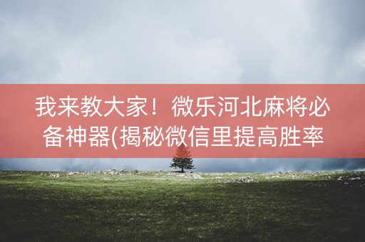 我来教大家！微乐河北麻将必备神器(揭秘微信里提高胜率)