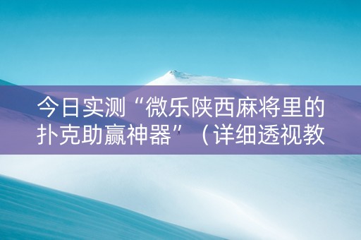 今日实测“微乐陕西麻将里的扑克助赢神器”（详细透视教程）-哔哩哔哩