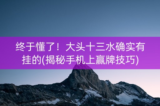 终于懂了！大头十三水确实有挂的(揭秘手机上赢牌技巧)