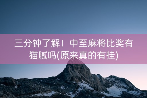 三分钟了解！中至麻将比奖有猫腻吗(原来真的有挂)