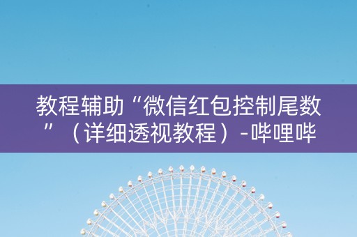 教程辅助“微信红包控制尾数”（详细透视教程）-哔哩哔哩