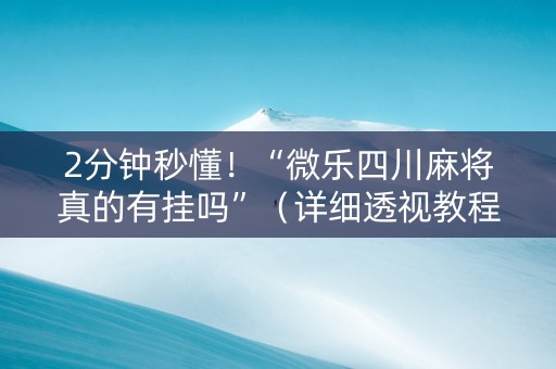 2分钟秒懂！“微乐四川麻将真的有挂吗”（详细透视教程）-哔哩哔哩