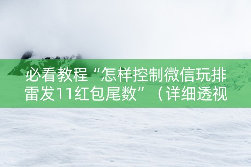 必看教程“怎样控制微信玩排雷发11红包尾数”（详细透视教程）-哔哩哔哩