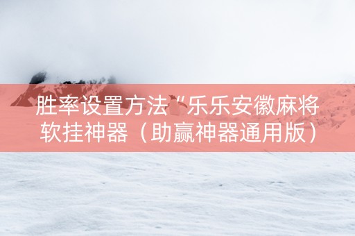胜率设置方法“乐乐安徽麻将软挂神器（助赢神器通用版）