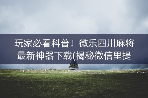 玩家必看科普！微乐四川麻将最新神器下载(揭秘微信里提高胜率)