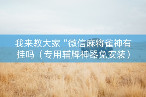 我来教大家“微信麻将雀神有挂吗（专用辅牌神器免安装）