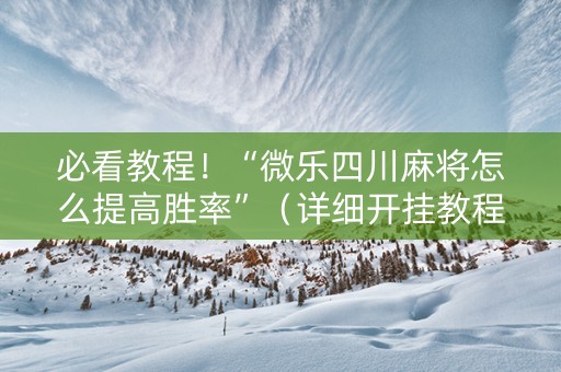 必看教程！“微乐四川麻将怎么提高胜率”（详细开挂教程）-哔哩哔哩