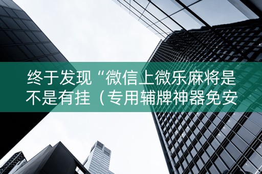 终于发现“微信上微乐麻将是不是有挂（专用辅牌神器免安装）