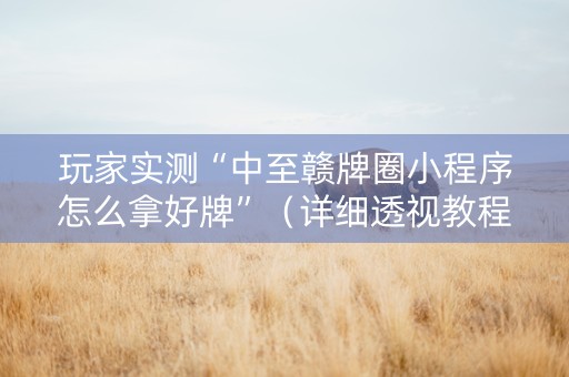 玩家实测“中至赣牌圈小程序怎么拿好牌”（详细透视教程）-哔哩哔哩