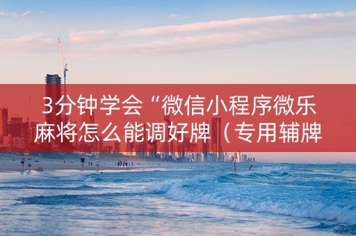 3分钟学会“微信小程序微乐麻将怎么能调好牌（专用辅牌神器免安装）