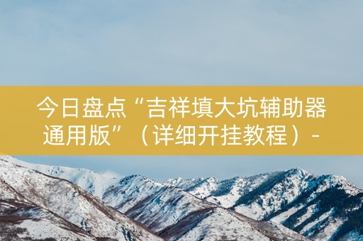 今日盘点“吉祥填大坑辅助器通用版”（详细开挂教程）-哔哩哔哩