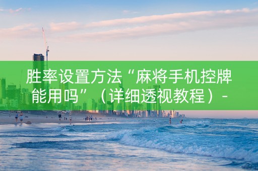 胜率设置方法“麻将手机控牌能用吗”（详细透视教程）-哔哩哔哩
