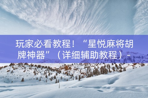 玩家必看教程！“星悦麻将胡牌神器”（详细辅助教程）-哔哩哔哩