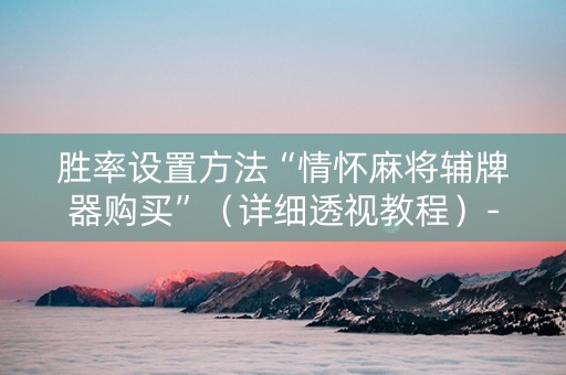 胜率设置方法“情怀麻将辅牌器购买”（详细透视教程）-哔哩哔哩