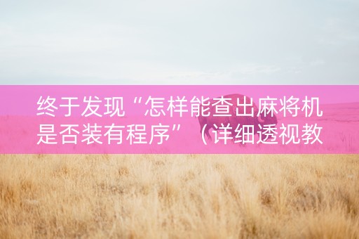 终于发现“怎样能查出麻将机是否装有程序”（详细透视教程）-哔哩哔哩