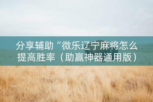 分享辅助“微乐辽宁麻将怎么提高胜率（助赢神器通用版）
