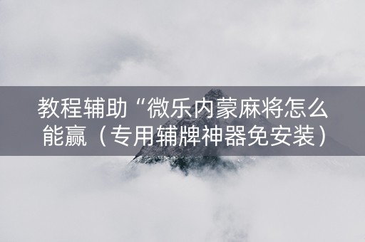 教程辅助“微乐内蒙麻将怎么能赢（专用辅牌神器免安装）