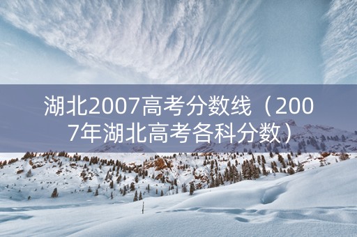 湖北2007高考分数线（2007年湖北高考各科分数）