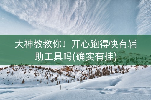 大神教教你！开心跑得快有辅助工具吗(确实有挂)