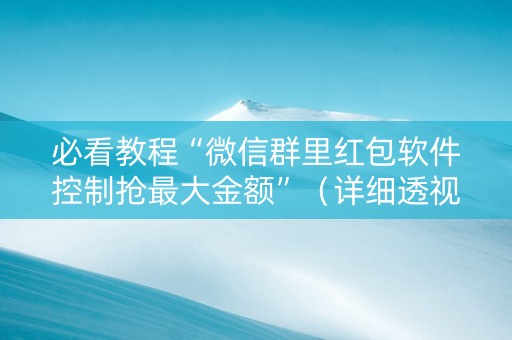 必看教程“微信群里红包软件控制抢最大金额”（详细透视教程）-哔哩哔哩