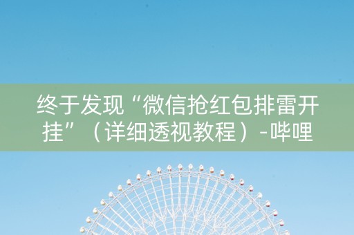 终于发现“微信抢红包排雷开挂”（详细透视教程）-哔哩哔哩