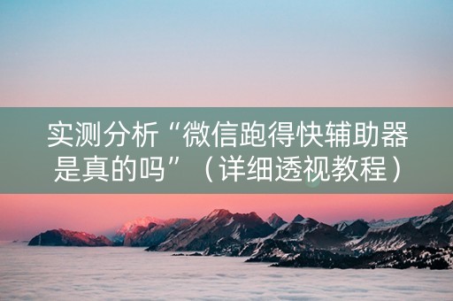 实测分析“微信跑得快辅助器是真的吗”（详细透视教程）-哔哩哔哩