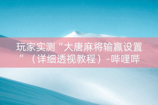玩家实测“大唐麻将输赢设置”（详细透视教程）-哔哩哔哩