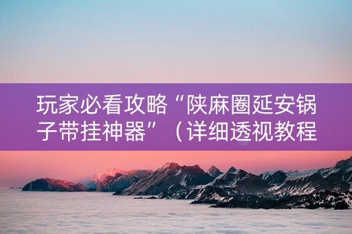 玩家必看攻略“陕麻圈延安锅子带挂神器”（详细透视教程）-哔哩哔哩