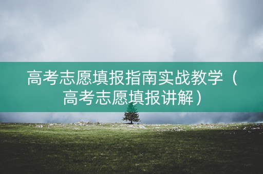 高考志愿填报指南实战教学（高考志愿填报讲解）